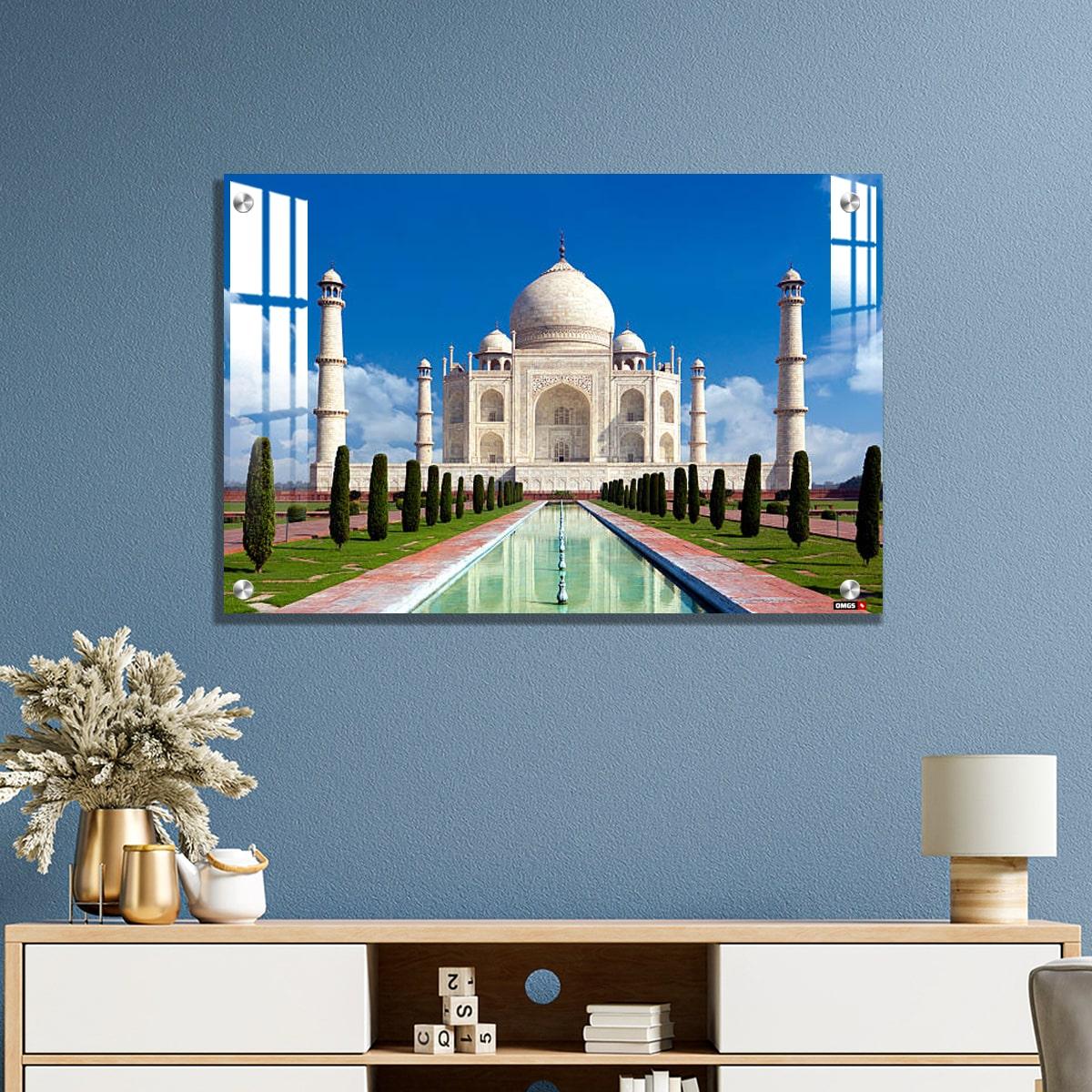 OMGs Acrylic Wall Decor - Taj Mahal, Agra, India -Monument of Love in Blue Sky