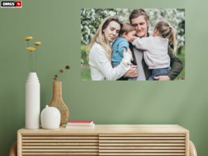 A family photo printed on acrylic photo frame