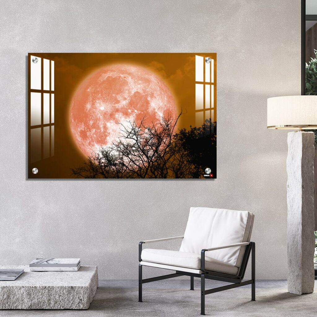 OMGs Acrylic Wall Decor – Full Sturgeon Blood Moon and Silhouette Tree ...